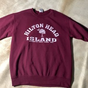 Vintage HILTON HEAD ISLAND South Carolina Pullover Burgundy Sweatshirt